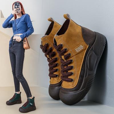 Chaussures de sport tendance pour femmes, baskets en cuir à lacets, chaussures vulcanisées d'hiver pour femmes, légères, en toile, à bout rond, décontractées, 2024