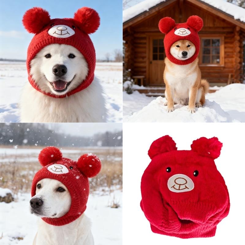 Holiday Dog Hat Warm Thicken Weave Knitted Hat For Small to Large Animals Party Indoor Use