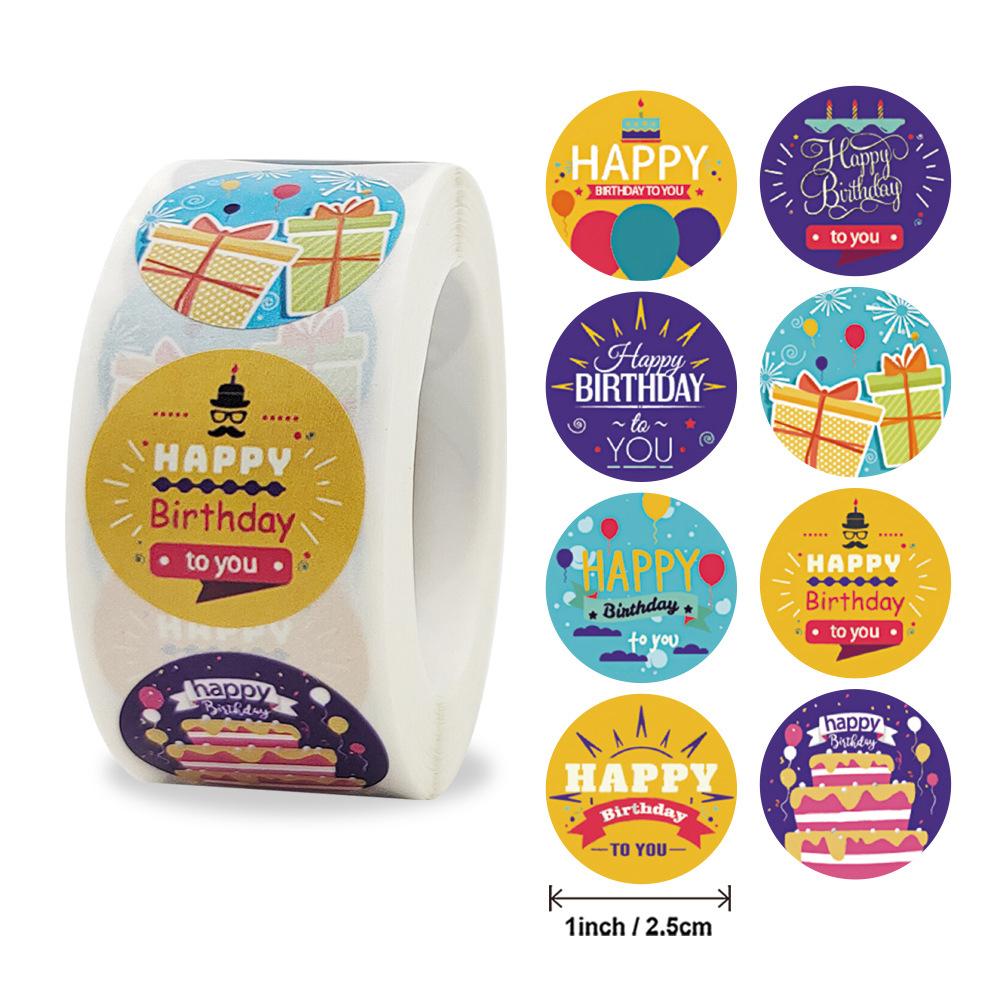 100-500pcs 1inch Cute Happy Birthday Stickers for Gift Wrapping Decoration Envelope Sealing Label Kids Toys Stationery Stickers