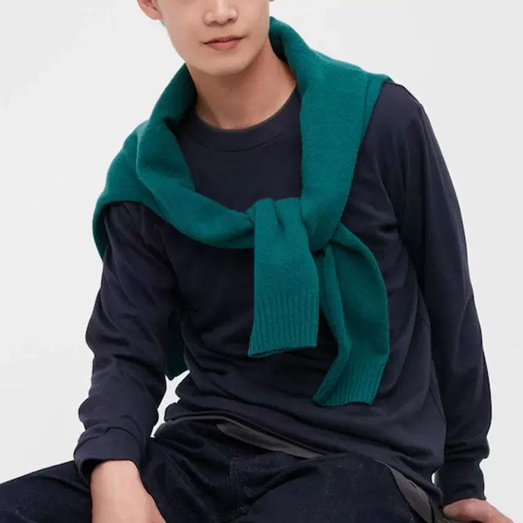 Uniqlo Solid Color Crew Neck Pullover Long Sleeve T-Shirt Unisex Tops 450179-69