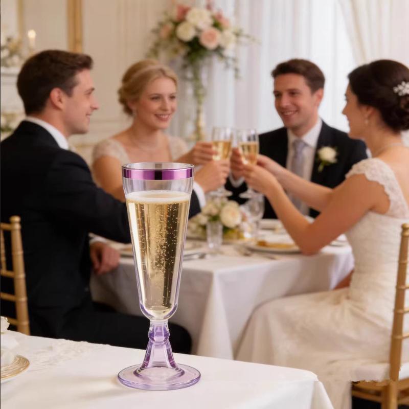 150Ml Plastic Champagne Flutes Cup Clear Recyclable Shatterproof Goblet Cups Disposable Toasting Party Wedding Bar Supplies