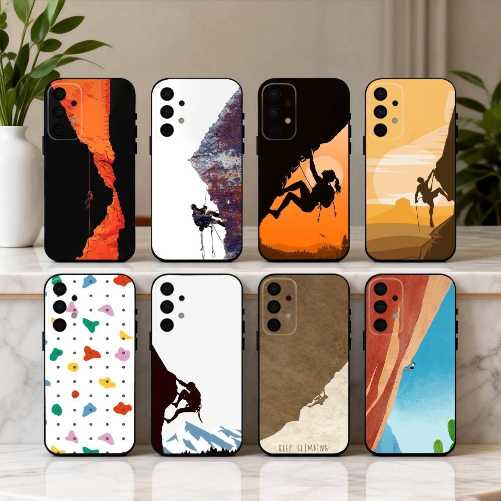 R-Rock C-Kletterwand Kunst Handyhülle Für Samsung Galaxy A73,A72,A71,A70,A53,A52,A51,Andere Weiche Schwarze Hülle