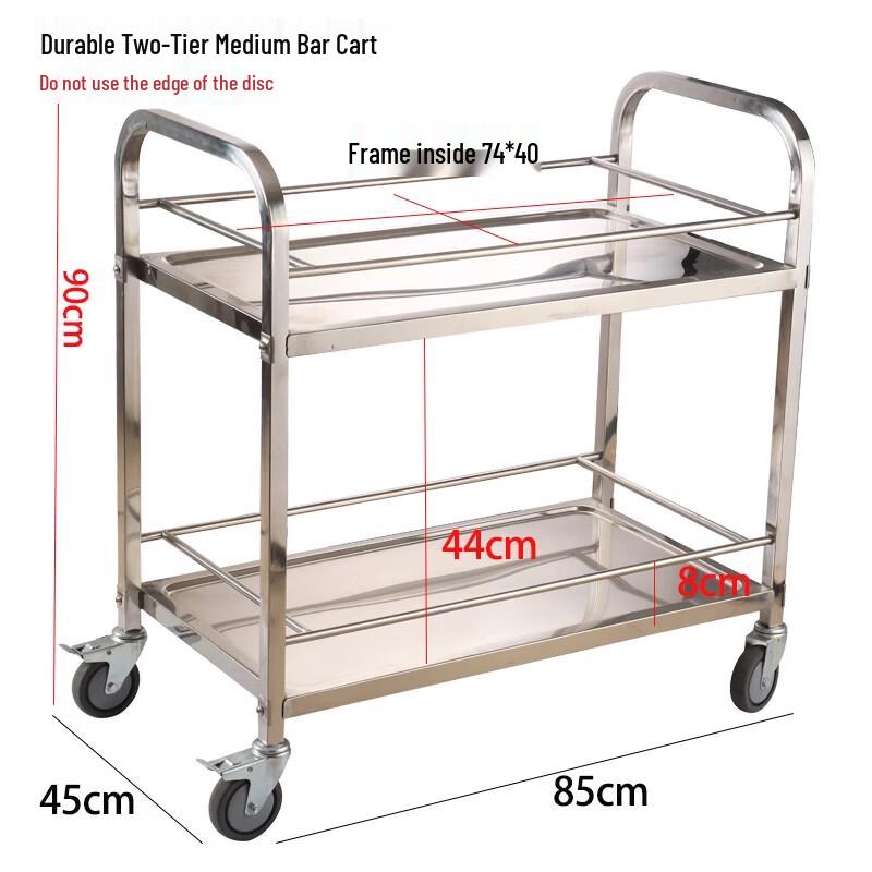 Stainless Steel 2-Tier Serving Cart
