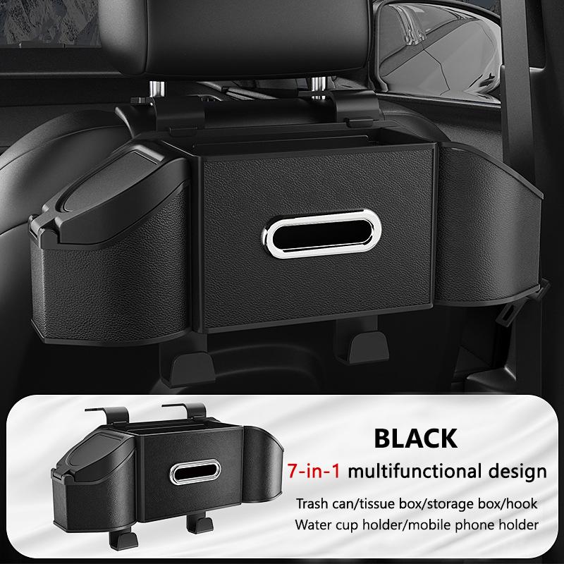 SEAMETAL 7 In 1 Car Backrest Storage Box Organizer Multifunctional Tissue Car Cup Holder Seat Back Storage Box