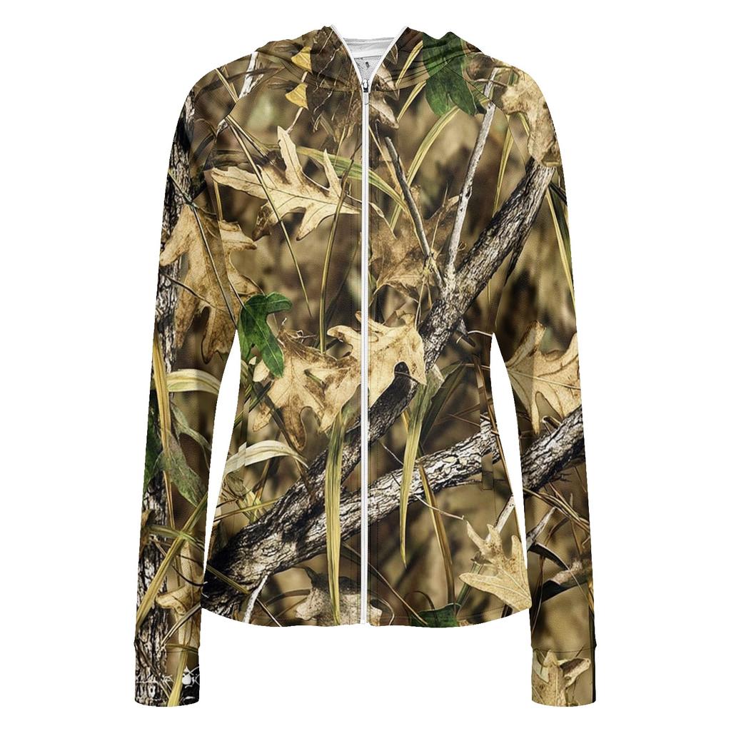 Women's Lightweight Long Sleeve Zip Up Hoodie with Pockets and Printed Design Sun Protection Jacket for Outdoor Activities