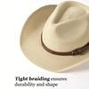 Foldable Unisex Wide Brim Straw Cowboy Hat, Sun Protection Western Cowgirl/Cowboy Hat, Summer Beach Sun Hat With Wind Lanyard