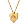 Hong Kong-Style Neutral Style Design Sense Temperament Retro Light Luxury Heart-Shaped Inlaid Opal Pendant Necklace Gold-Plated Collarbone Chain