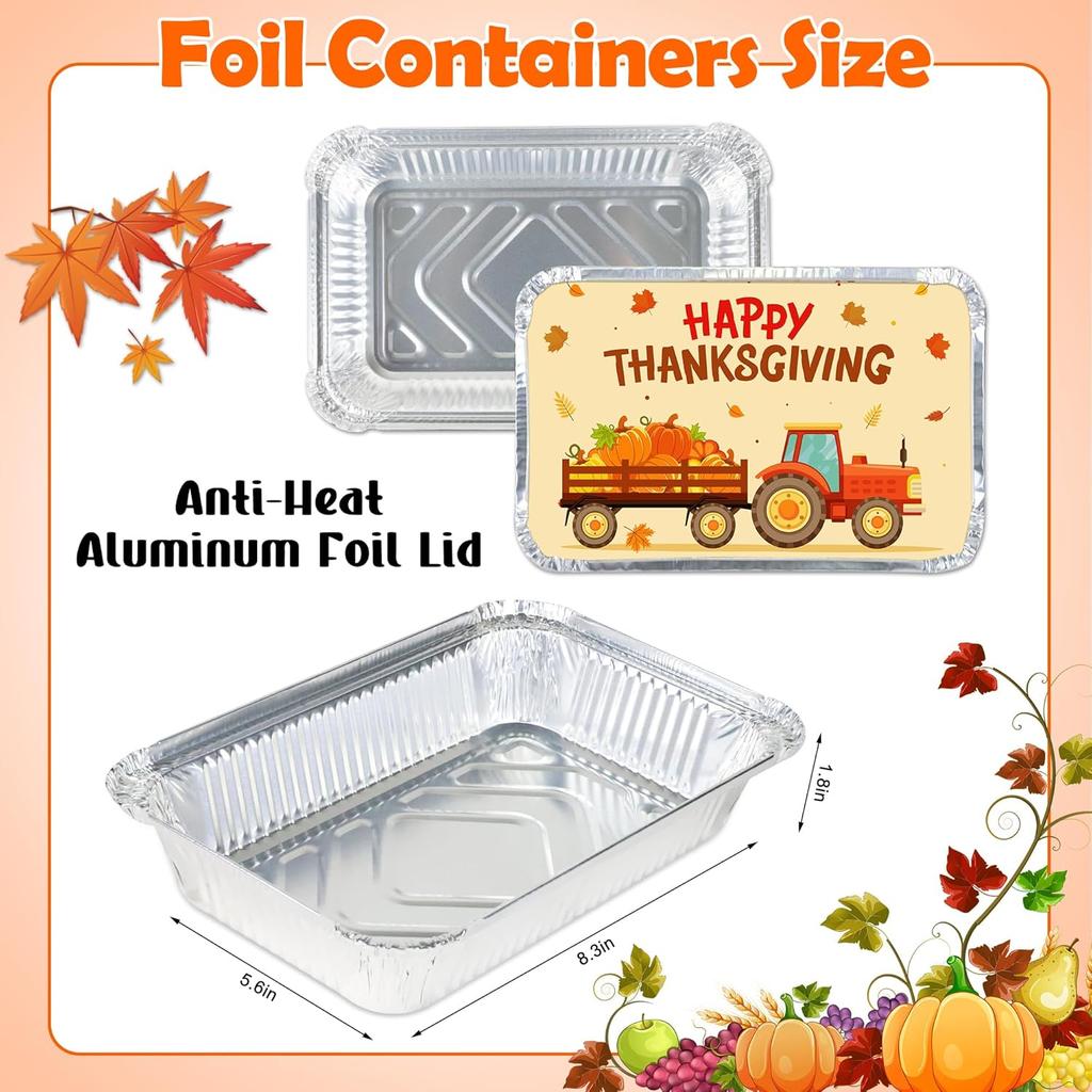 40 Fall Thanksgiving Leftover Containers with Lids, Thanksgiving to Go Food Containers Tin Foil Aluminum Thanksgiving Cookie Treat Containers for