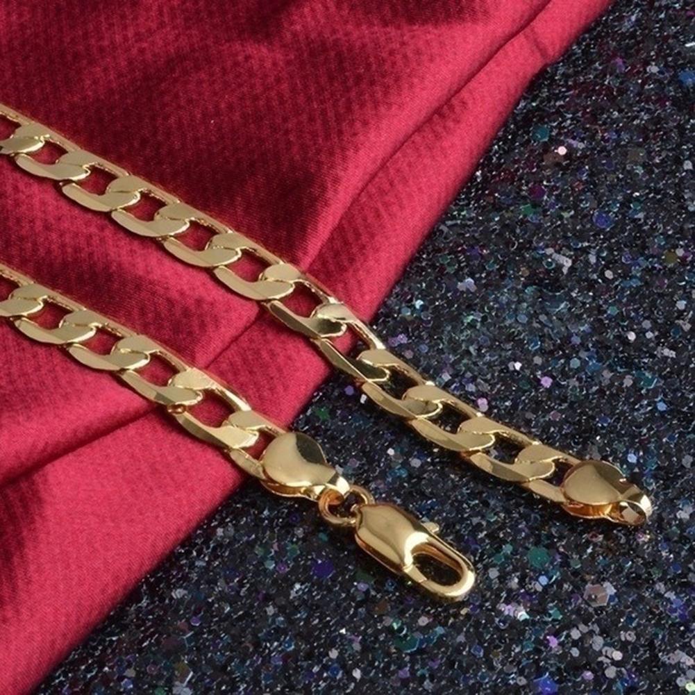 Fashion Men 18K Gold Necklace Cuban Chain Necklace For Men Jewelry Gifts