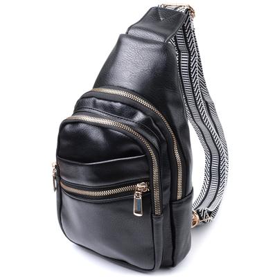Interesting Women's Bag with One Shoulder Strap Made of Eco-leather VINTAGE Bag 22759 Black