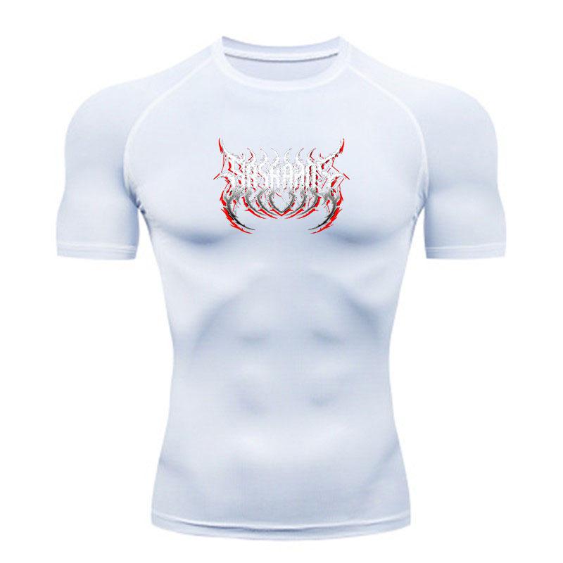 Men's Compression Fitness T-Shirt, Breathable Quick Dry Sport Tee with Extreme Heavy Metal Graphic, Stretchy Athletic Shirt for Workout Training Runni