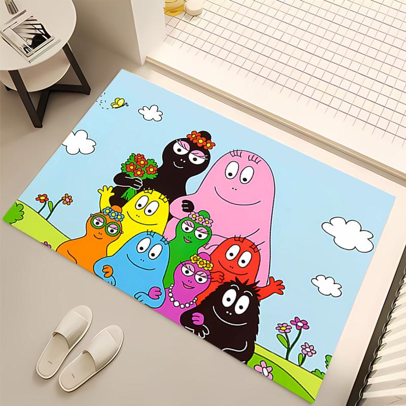 1pc Barbapapa Print Area Rug - Soft, Washable Non-Slip Indoor Mat, Living Room, Home Office Decorative Rug,Office Decorative