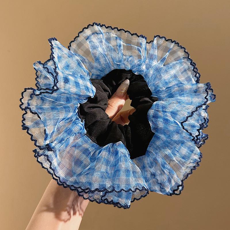 Korean-Style Double-Layer Hair Tie - Trendy Intestine Design, Fashionable Head Flower Rubber Band Accessories