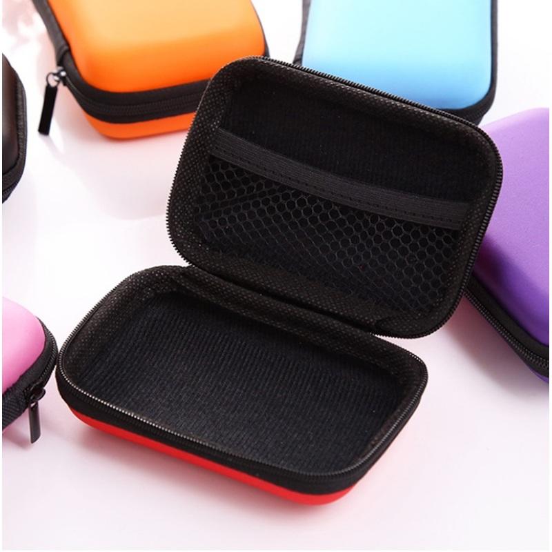 Hard Earphone Case Eva Leather Headphone Storage Bag Protective Usb Cable Organizer Portable Earbuds