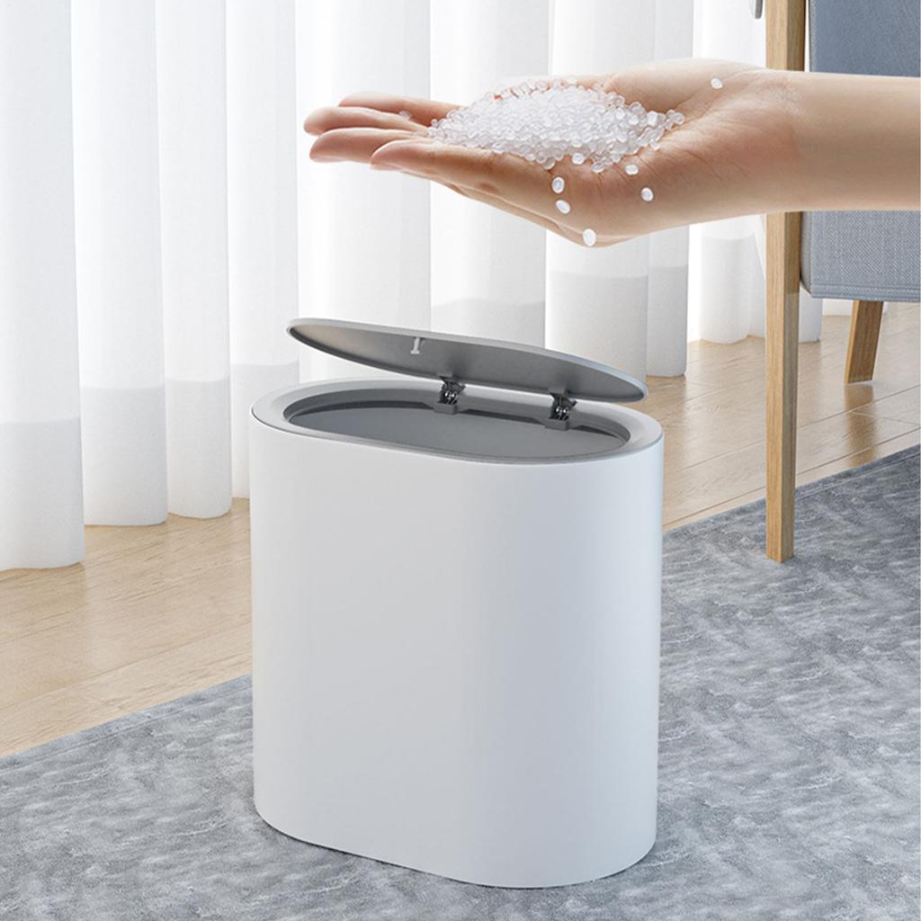 Press Top Bathroom Trash Can with Lid Trash Bin Waste Basket Stylish Slim Garbage Can Compact Spaces Wastebasket for Kitchen
