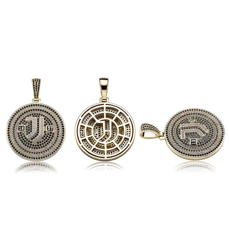 European & American Hip-Hop Football Club Badge Pendant with Colorful Drip Oil - Fan Commemorative Medal Necklace