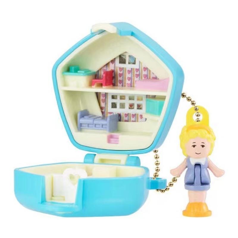 Bandai Original Polly Pocket Keychain Mini Treasure Box Charm Cute 90s Retro Toy Collectible Kawaii Gift Ornaments for Adults