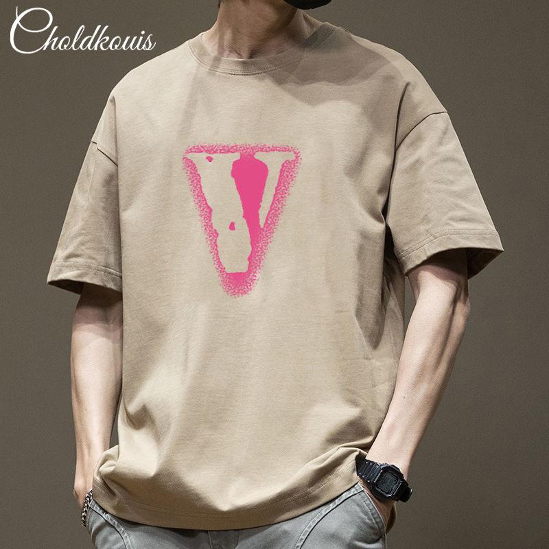 Trendy Brand Heavy-duty Pure Cotton Short Sleeved T-shirt for Men's Summer New Style Trendy Loose Half Sleeved Men's Round Neck Top