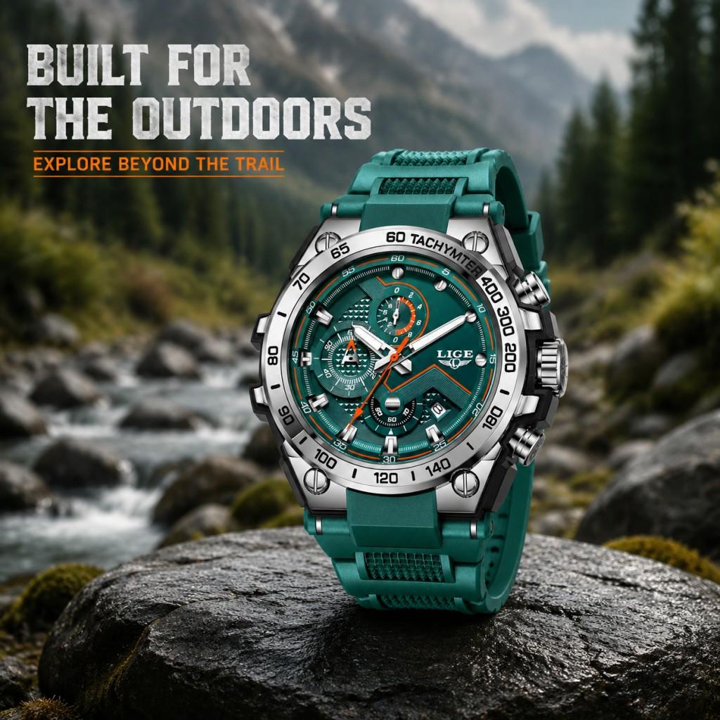 LIGE Luxury Military Watch For Men Waterproof Luminous Silicone Man Watch Quartz High Quality Men's Sports Watches Male Relojs