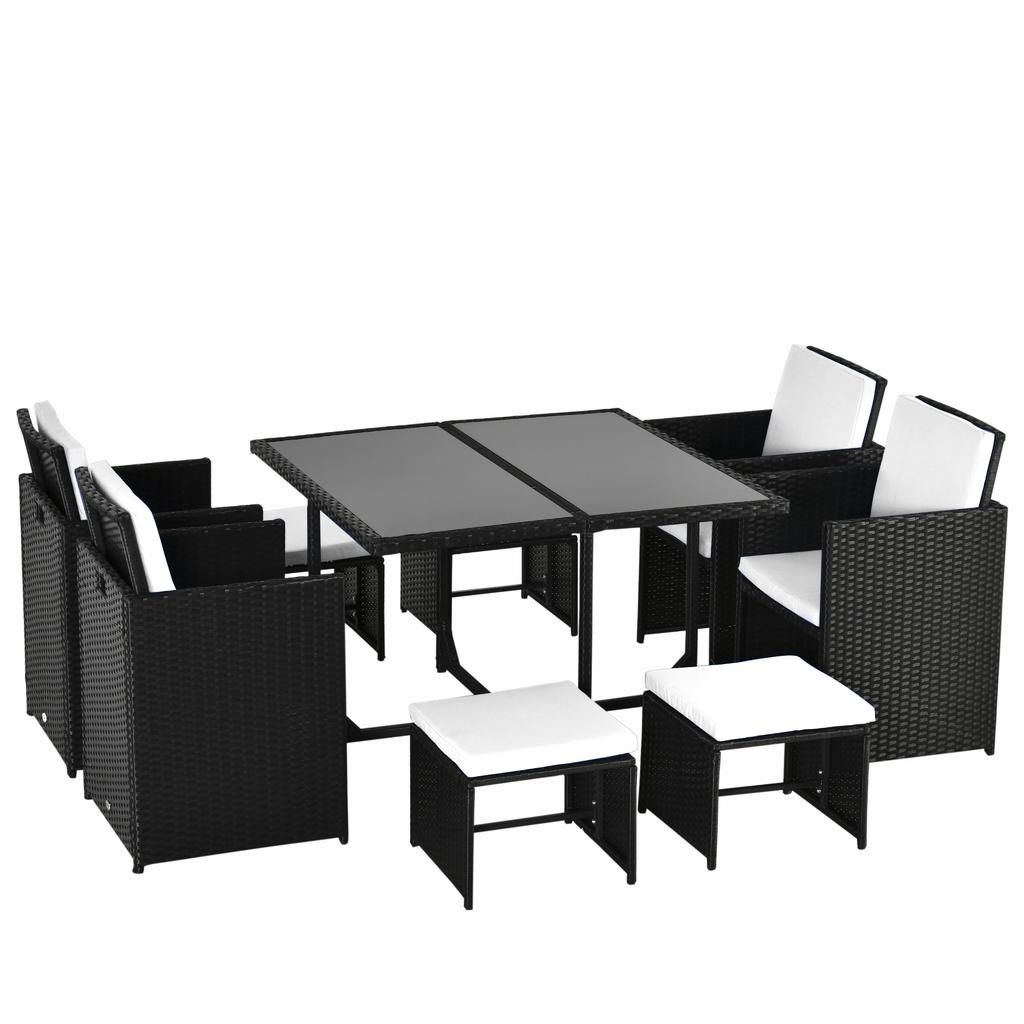 Seating Group for 8 People Poly Rattan Garden Set Seating Set Black