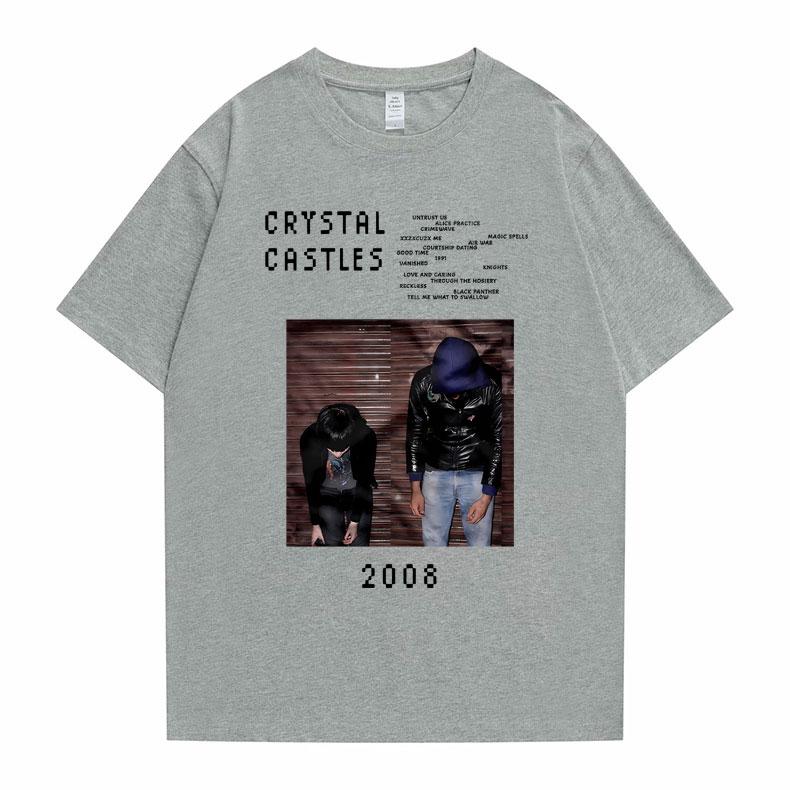 Crystal Castles Graphic T Shirts Male Gothic Music Band T Shirt Men's Vintage Tshirt Men Women Hip Hop Rock Oversized T-shirts