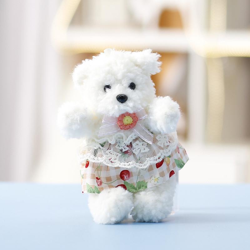 Soft Plush Bear Figurine With Blossom Pattern For Girls Gift And Decor
