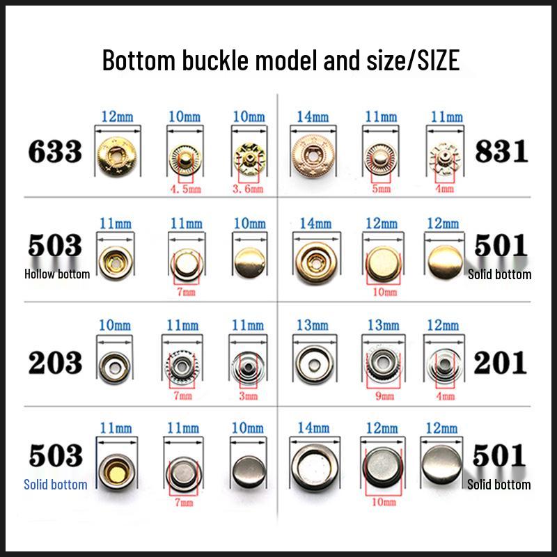 Metal Snap Buttons for Clothing: No-Sew Hidden Snap Accessories for Jackets, Studs, and Mother-Child Buttons.