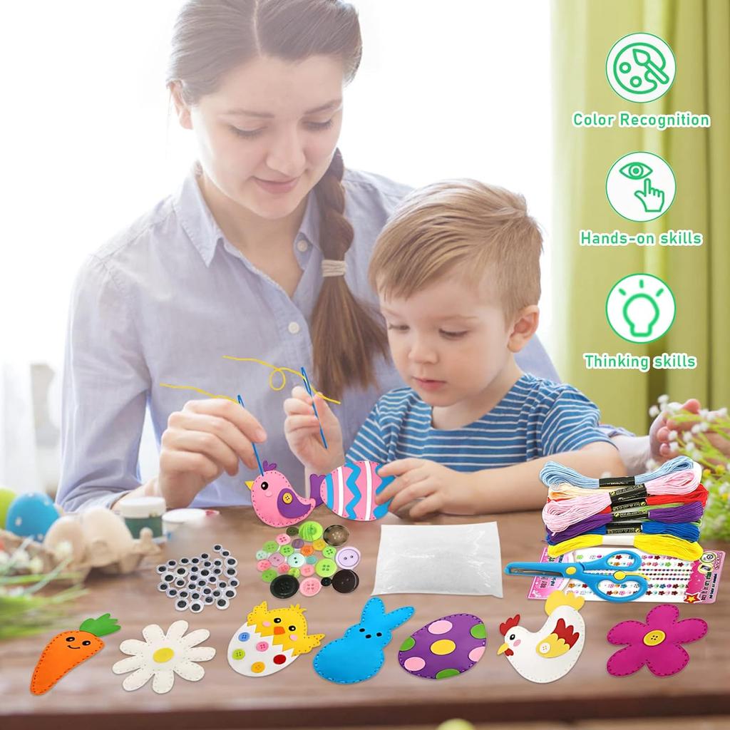 Children's Easter Felt Craft Sets Sewing Kits,Felt Sewing,Beginners Sewing Package Creative,Craft Set Made of Felt,Easter Eggs Easter Bunny