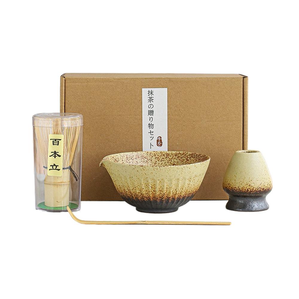 

4PCS Bamboo Ceramic Matcha Whisk Food Grade Matcha Stirring Brush Stirring Japanese Matcha Tea Set Style 2