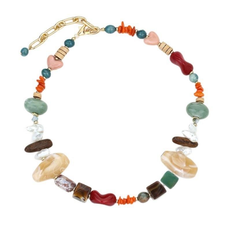 

Яркое ожерелье на ключицы из искусственного камня с регулируемой длиной, цепочка на шею, повседневный и официальный стильный аксессуар 1