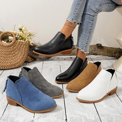 2025 European and American Autumn and Winter New Foreign Trade Large Size Suede Martin Boots Women's Thick Heel Rear Zipper Women's Short Boots 