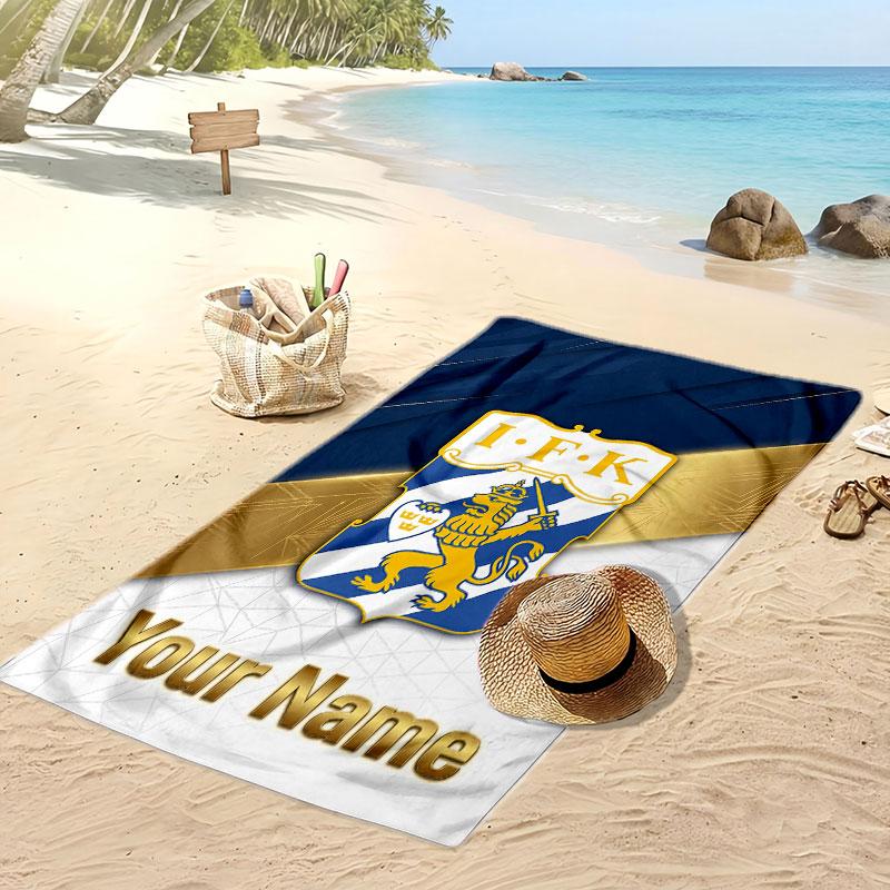 Ifk göteborg Personalisiertes Bedrucktes Strandtuch Fußballlogo Unterstützung Benutzerdefinierter Name Text Saugfähiges Handtuch für Sport Reisen Besonderes Geschenk