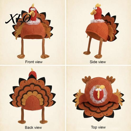 Soft Skin Friendly Holiday Hat Funny Turkey for Adults, Thanksgiving Costume Accessory, Novelty Creative Role Play Knitted Women, Men, Fall