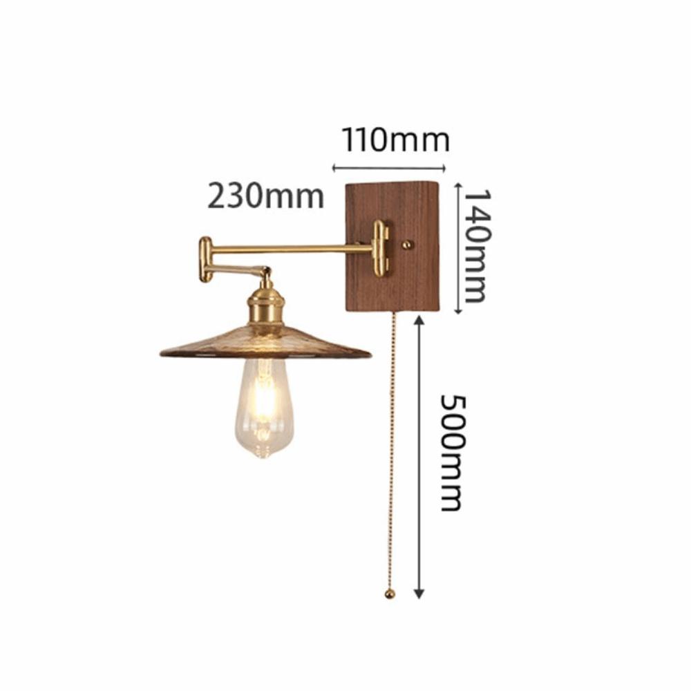 Modern Luxury Retro Wooden Wall Lamp Vintage Walnut Nordic Glass Wall Sconce Glass/Ceramic Lampshade Atmosphere Lighting