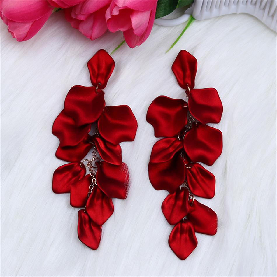 Red Blue Colors Long Tassel Petals Earrings For Women Girl's Earing Lady Temperament Brincos Pendientes