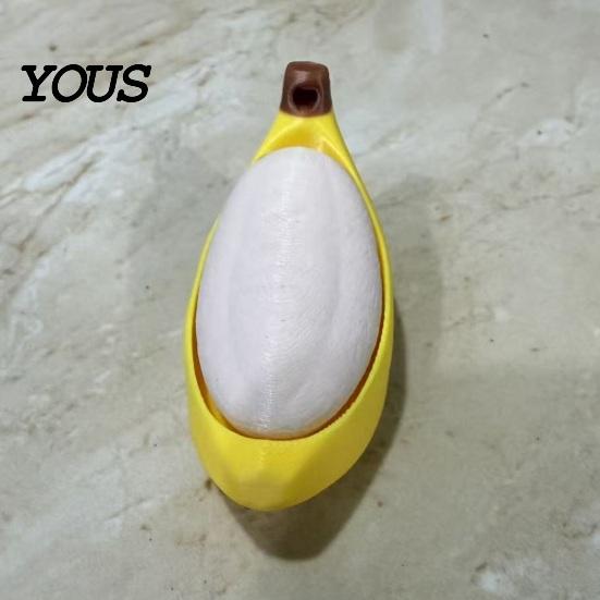 Commuter Stress Relief Toy Keychain Pendant, Peeled Banana with Thickened Stainless Durable Steel Ring, Portable for Keys Backpacks Schoolbags