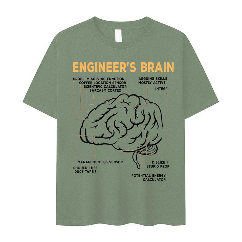 Hot Sale Clothing Funny Engineers Brain Graphics Fashion TShirts Men Cotton Aesthetic Short Sleeve Tee Oversized Comfort Tshrit
