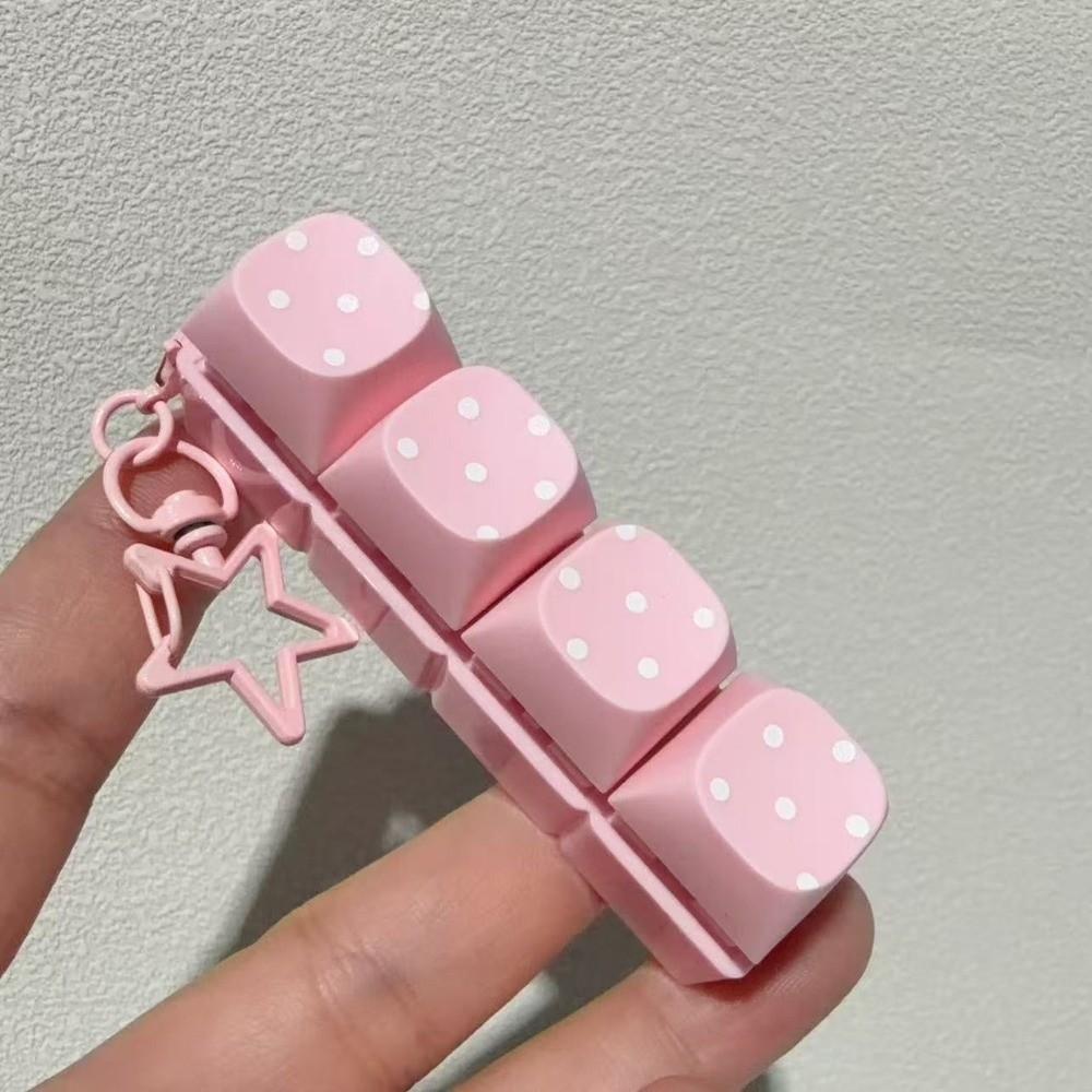 Polka Dot Pattern Fidget Keychain 3/4/6/9 Keys Bag Pendants New Keycap Fidget Toy  for Adult Kid