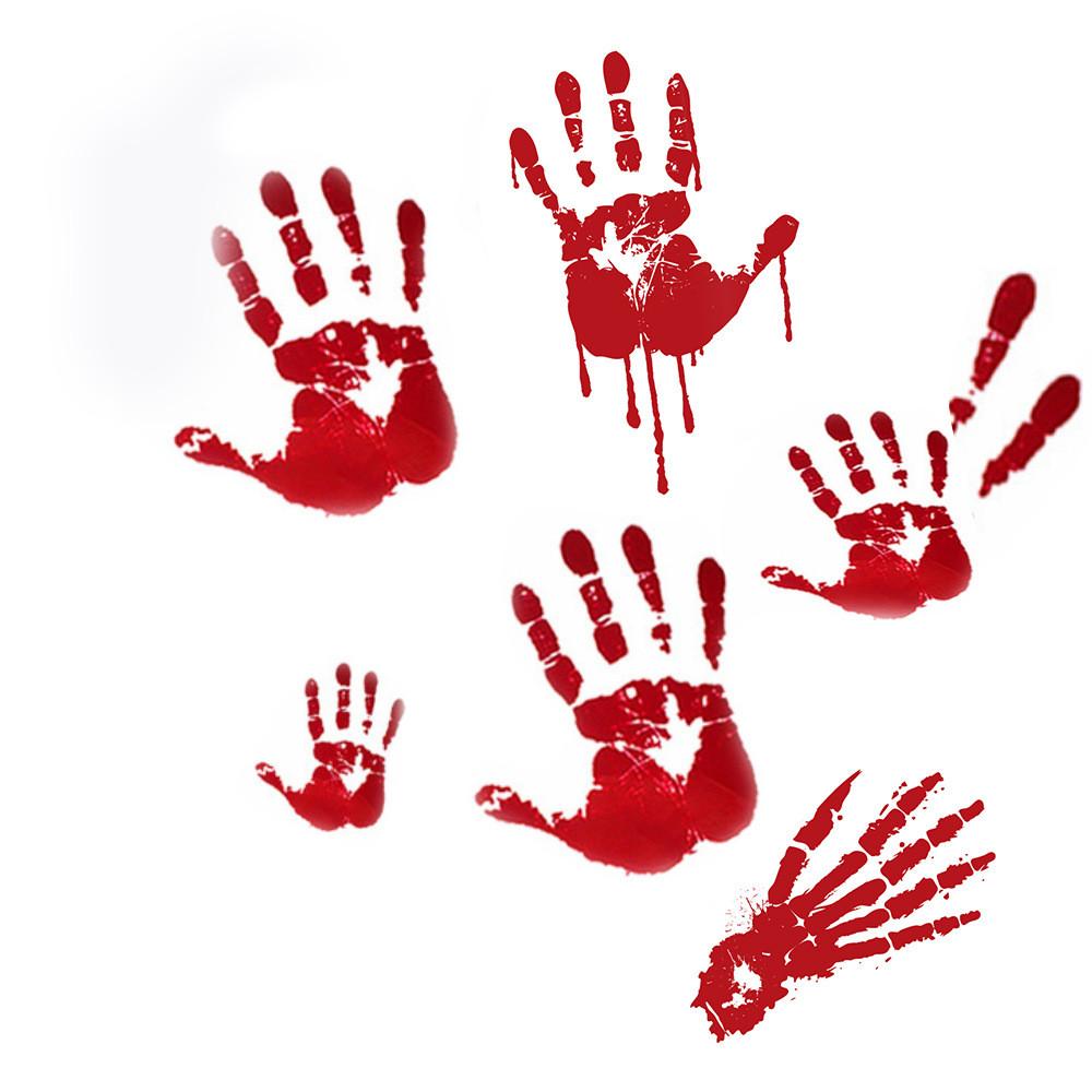 Halloween Blood Disturbing Handprint Static Cling Wall Decor For Spooky Haunted Experiences House