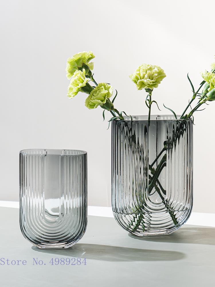 Glass Vase Transparent U Type Flower Arrangement Hydroponic Accessories Flower Vase Modern Home Decoration Wedding Decoration
