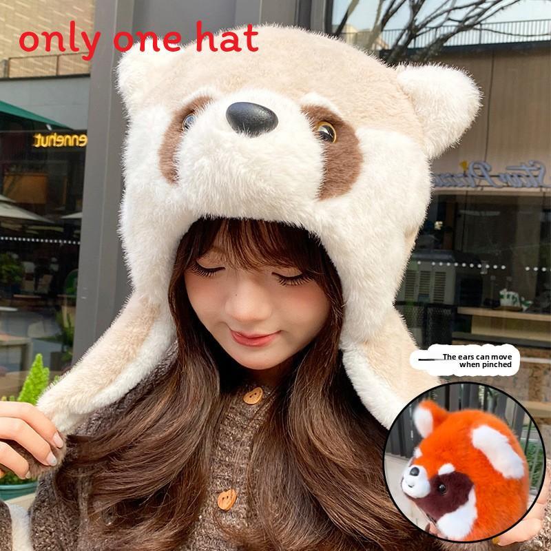 Plush Eared Beanie Hat With Moving Ears For Winter Warmth And Windproof Comfort