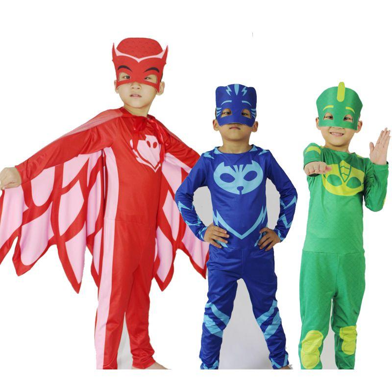 Noblekids Pj Mask Costume Featuring Colorful Catboy Owlette Gekko Jumpsuit For Kids