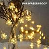 Christmas Snowflake String Lights, Waterproof Battery-Powered String Lights, Garden and Bedroom Decoration, Festival Lighting USB Powered
