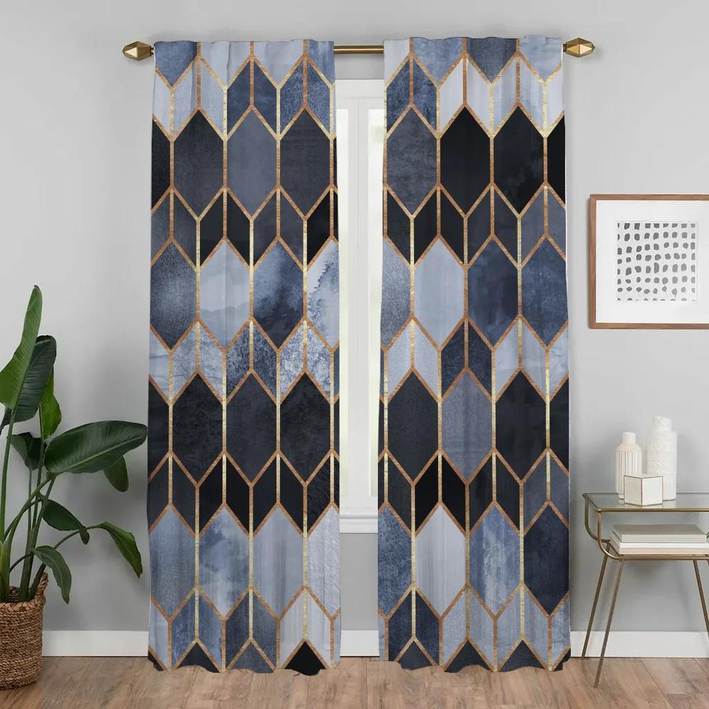 Modern Geometric Prismatic Lattice Partition Curtain Room Panel Living Curtains Tulle Bedroom Shades Darkening Polyester Ideal For