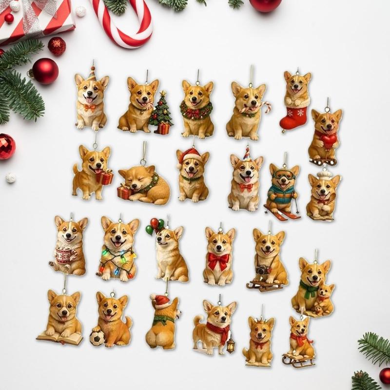 24 Days Surprise Advent Calendar Christmas Advent Calendar With Acrylic Dog Pendant Hanging Ornament For Kid Adult