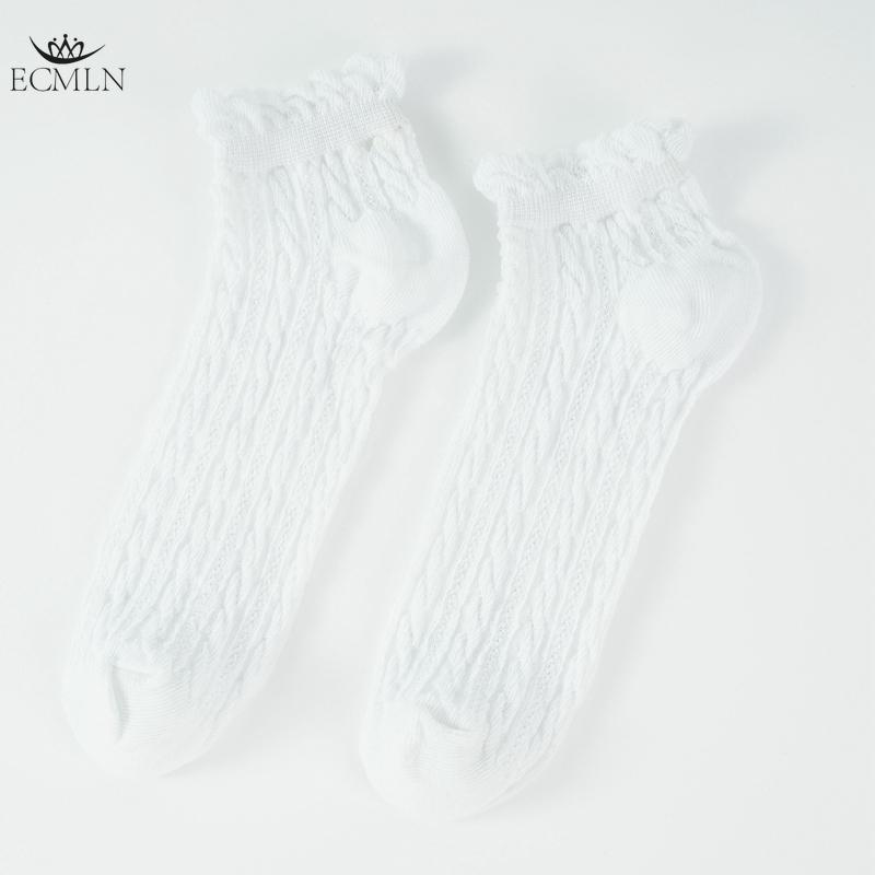 

Женские милые дышащие носки до щиколотки, однотонные носки, женские повседневные носки с оборками, дышащие носки до щиколотки one size белый