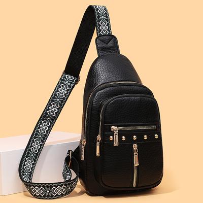 Dámská náprsní taška s velkou kapacitou, crossbody taška, taška přes rameno z měkké kůže