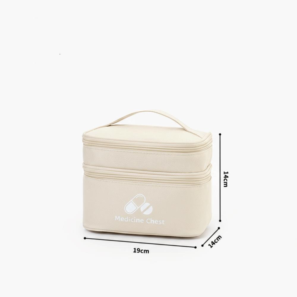 Portable Double-layer Medicine Storage Bag Large Capacity Zipper First Aid Bag Solid Color Medicine Bag Home