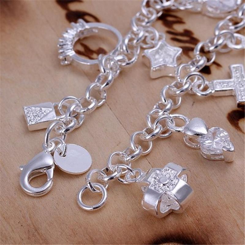925 Sterling Silver Hot Sale Valentine Gift Charm  Color Jewelry Fashion Bracelets Cute Women Lady Wedding Charms