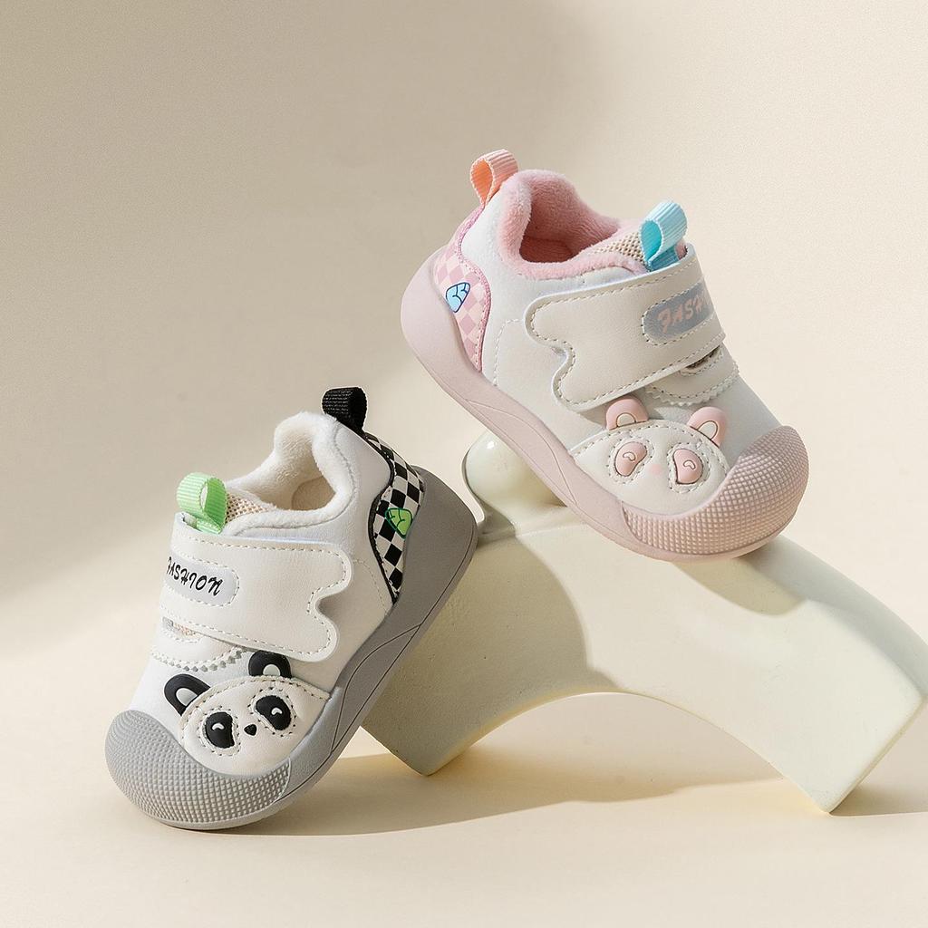 2025 Winter Baby Velvet Non-slip Soft Sole Walker Shoes for Girls & Boys - Infant Leather Surface Cotton Shoes